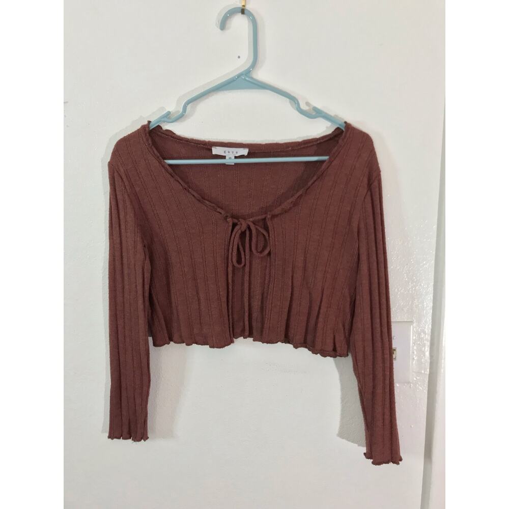 Gaze brown long sleeve crop top